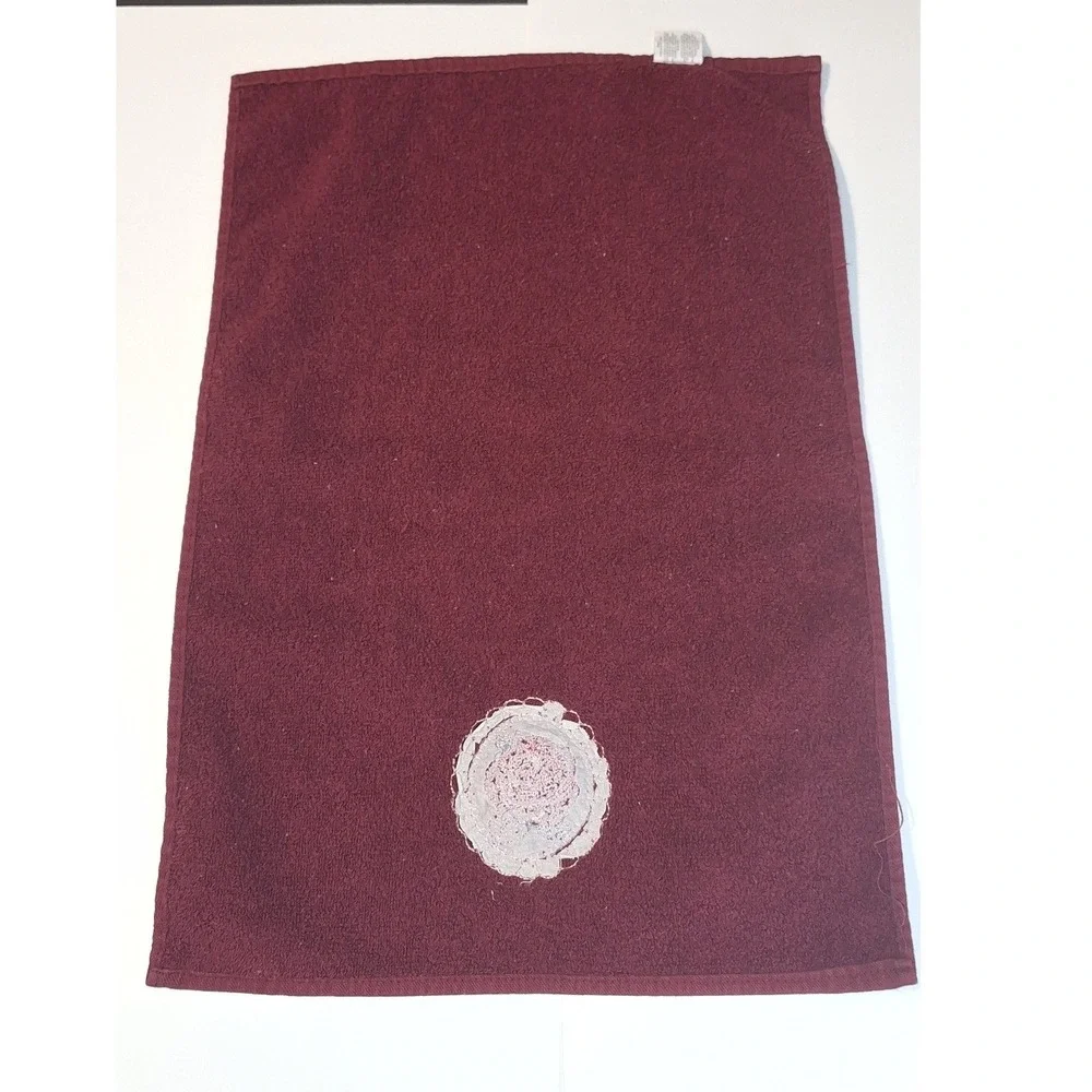 Cannon Vintage Burgundy‎ Towel Set 4pc Pink Rose Floral Applique Cotton Canada